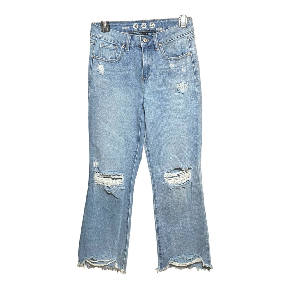 Distressed High Rise Blue Jeans 1